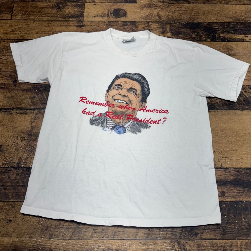 Lee Total Cotton Vintage Ronald Reagan Graphic‎ Tee 90s Political T Shirt L